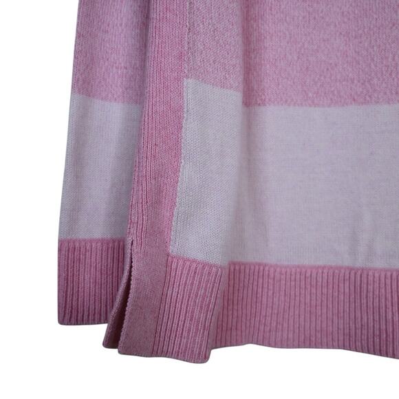 T by Talbots Womens L Striped Pink Orange Pima Cotton Sweater - Picture 7 of 9